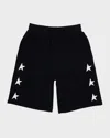 Golden Goose Kids' Logo-print Wide-leg Shorts In Navy