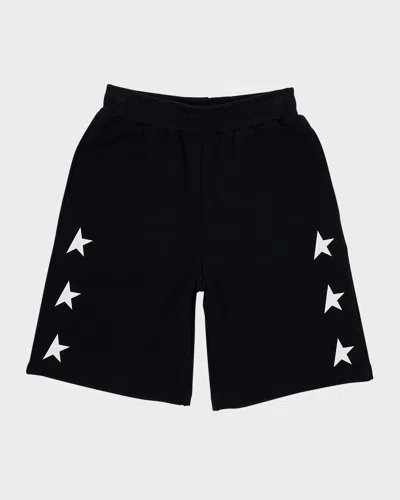 Golden Goose Kids' Logo-print Wide-leg Shorts In Navy