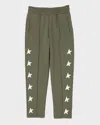 Golden Goose Kids' Boy's Star Tapered Joggers In Ivy Green/white