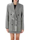 Golden Goose Journey Sequin Microhoundstooth Boyfriend Blazer In Black White
