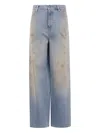 Golden Goose "journey W`s" Melody Boyfriend Pant Cotton Denim Officina Wash With Studs On Side Cloth In Blue