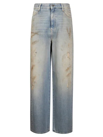 Golden Goose Boyfriend Denim Jeans With Side Studs In Blue