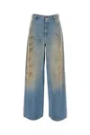 Golden Goose Distressed Boyfriend Fit Trousers With Studded Detailing In Blue