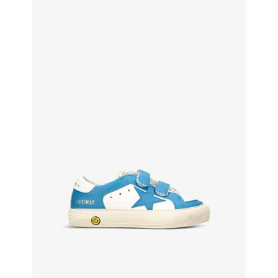 Golden Goose Boys Blue Kids May School Star Logo-print Leather Low-top Trainers