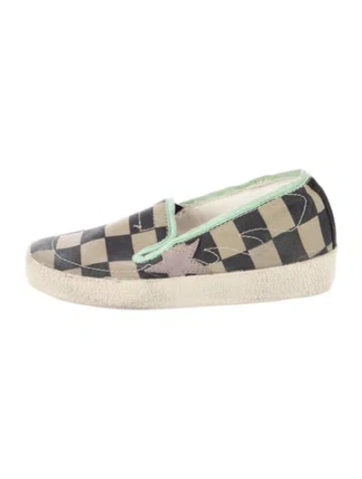 Pre-owned Golden Goose Kids' Boys' Checkered Slip-on Shoes In Grey