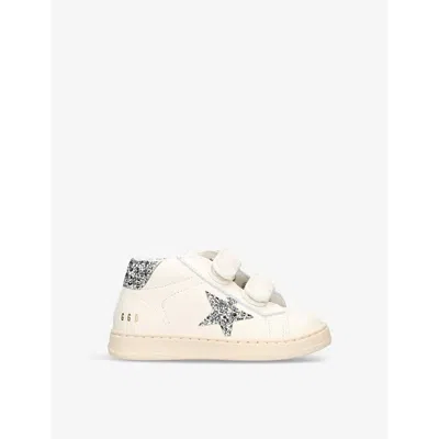 Golden Goose Boys Silver Kids' June Logo-print Leather Low-top Trainers