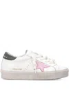 Golden Goose Branded White Leather Sneakers With Contrasting Heel In White