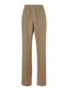 Golden Goose Brittany Beige Pants With Logo Charm Detail On The Rear And All-over Striped Motif In Viscose Blend  In Beige