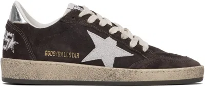 Golden Goose Brown Ball Star Sneakers In 60574 Antracite/silv