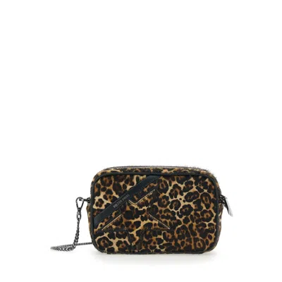 Golden Goose Brown Crossbody Bag With Star Patch On The Front And Fur Texture In Leather Woman