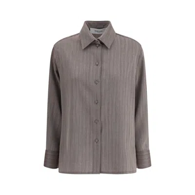 GOLDEN GOOSE BROWN FLEECE WOOL DRESS SHIRT