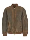 Golden Goose Brown Jacket With Sleeve Pocket And Distressed Effects In Leather Man In Brown