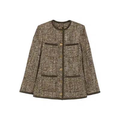 GOLDEN GOOSE GOLDEN GOOSE BROWN JACKETS - TWEED JACKETS WOMEN