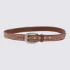 Golden Goose Leather Studded Adjustable Length Belts In Brown