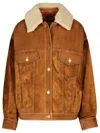 Golden Goose Journey Suede Jacket With Removable Collar In Brown