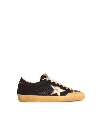 Golden Goose Brown Leather Sneakers Men In Black