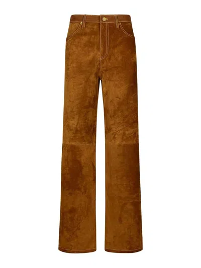 GOLDEN GOOSE BROWN LEATHER TROUSERS