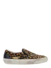 Golden Goose Brown Low Top Sneakers With Embossed Logo On The Heel And All-over Leopard Motif