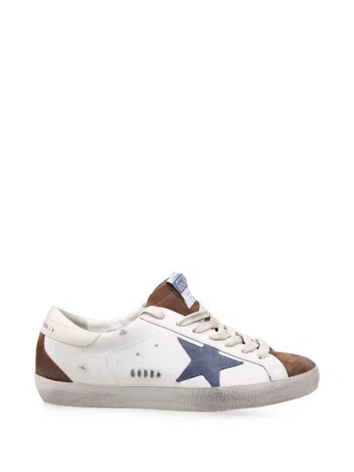 Golden Goose Brown Suede Blue Star Silk-nylon Low-top Sneakers In White