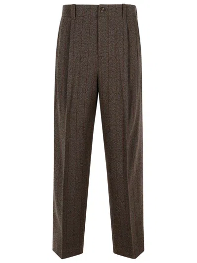 Golden Goose Wool Trousers Pockets Belt Loops In Brown