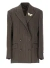 Golden Goose Tailored Blazer With Tunnel Design And Pinstripe Pattern In Gray