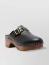 Golden Goose Leather Provence Clogs With Golden Buckle Heel 6.5cm In Black