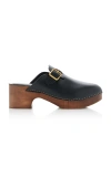 Golden Goose Leather Provence Clogs With Golden Buckle Heel 6.5cm In Black
