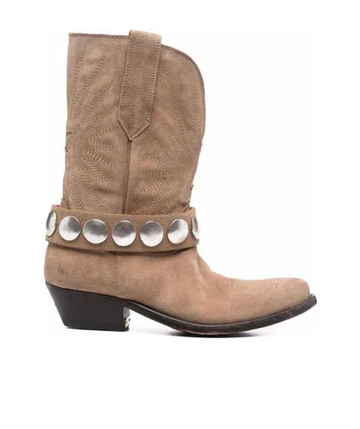 Golden Goose Buckle-fastening Suede Boots In Brown