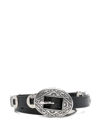 Golden Goose Washed Leather Cord Belt In Metallic