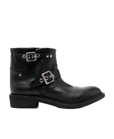 Golden Goose Buckled Leather Ankle Boots In Black