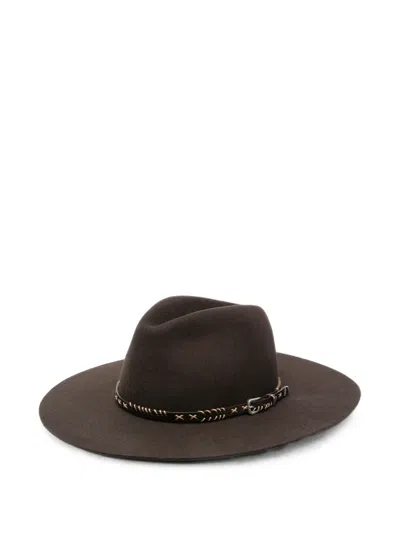 Golden Goose Buckle-detail Fedora Hat In Brown