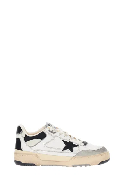 Golden Goose Buffalo Leather Low-top Sneakers With Gold Accents In White