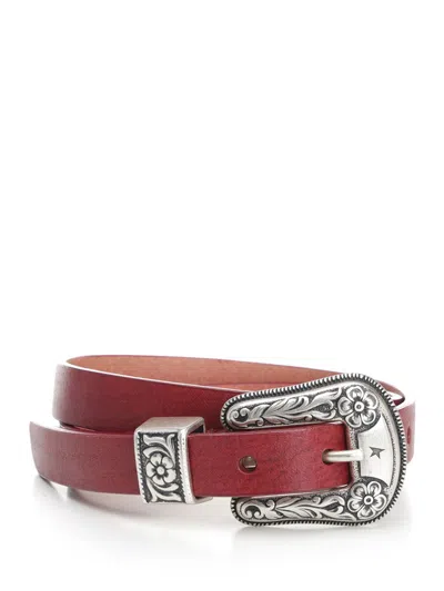 Golden Goose Burgundy Buckle Belt Belts Red