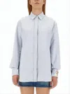 Golden Goose Button-down Blouse With Vertical Pinstripe In White