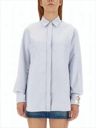 GOLDEN GOOSE BUTTON-DOWN BLOUSE WITH VERTICAL PINSTRIPE