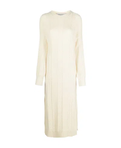 Golden Goose Cable-knit Crew Neck Dress In White