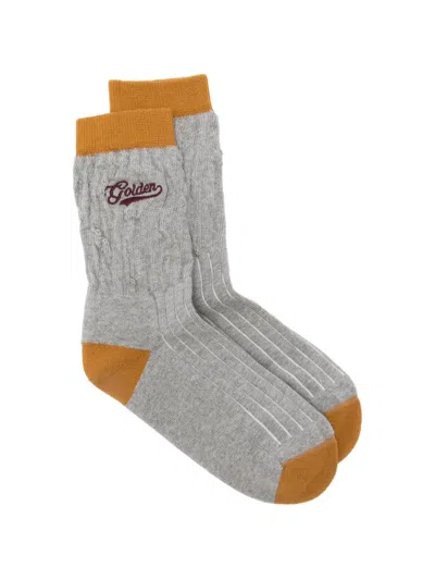 Golden Goose Cable-knit Distressed Socks In Gray