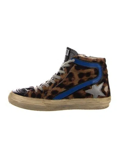 Pre-owned Golden Goose Calf Hair Animal Print Sneakers In Brown
