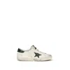 Golden Goose Super-star White Low Top Sneakers With Embossed Logo And Contrasting Heel Tab In Leather Man In White
