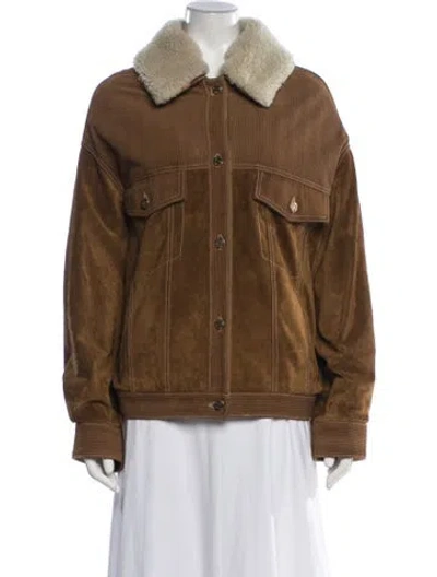 Pre-owned Golden Goose Calf Leather Jacket W/ Tags In Brown