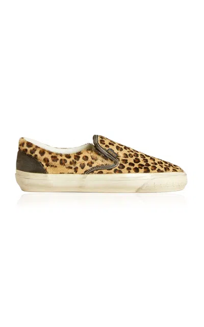 Golden Goose Calfhair And Leather Slip-on Sneakers In Leopard