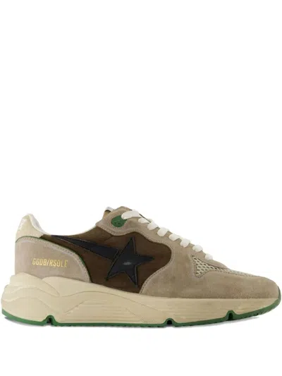 Golden Goose Calfskin Sneakers With Running Sole Logo Detail In Brown