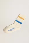 Golden Goose Stripe-detail Ribbed Cotton Socks In White