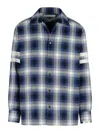 Golden Goose Multicolor Shirt With Check Motif And Stripes On The Sleeves In Blue