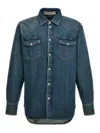 Golden Goose Men's Journey Dirty Wash Denim Shirt In Blue