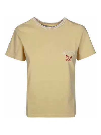 Golden Goose Deluxe Brand Logo Embroidered Crewneck T In Yellow