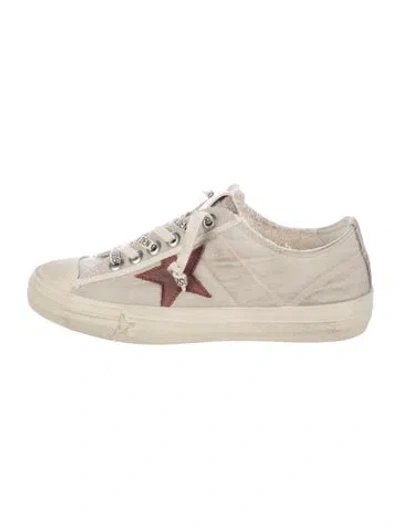 Pre-owned Golden Goose Canvas Distressed Accents Sneakers In White