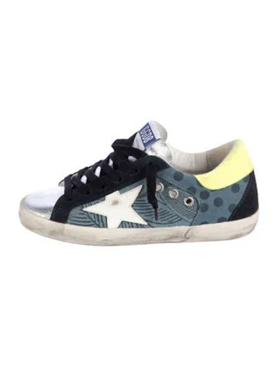 Pre-owned Golden Goose Canvas Graphic Print Sneakers In Green