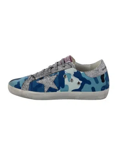 Pre-owned Golden Goose Canvas Printed Sneakers In Blue