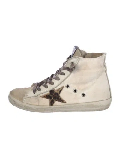 Pre-owned Golden Goose Canvas Printed Sneakers In White